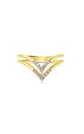 14k Yellow Gold 1/7ctw Diamond Cheveron Ring