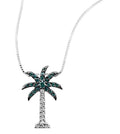 14k White Gold .25ctw Diamond Palm Tree Necklace