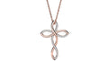 Diamond 10k Rose Gold Ribbon Cross Pendant Necklace 