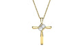 Front View 10k Yellow Gold Diamond Cross Pendant