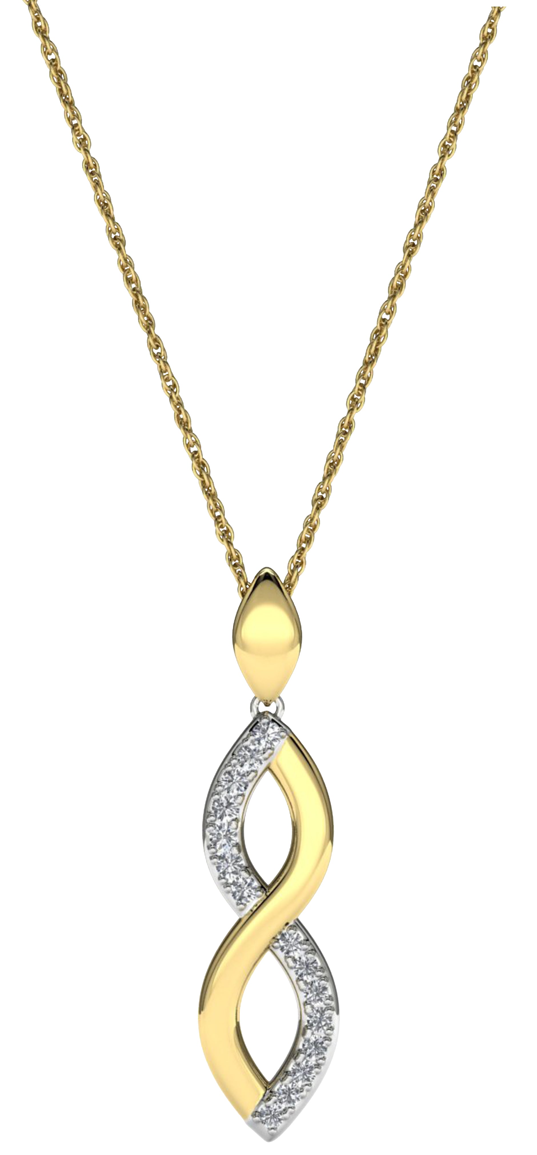 Front View 10k Yellow Gold Diamond Pendant