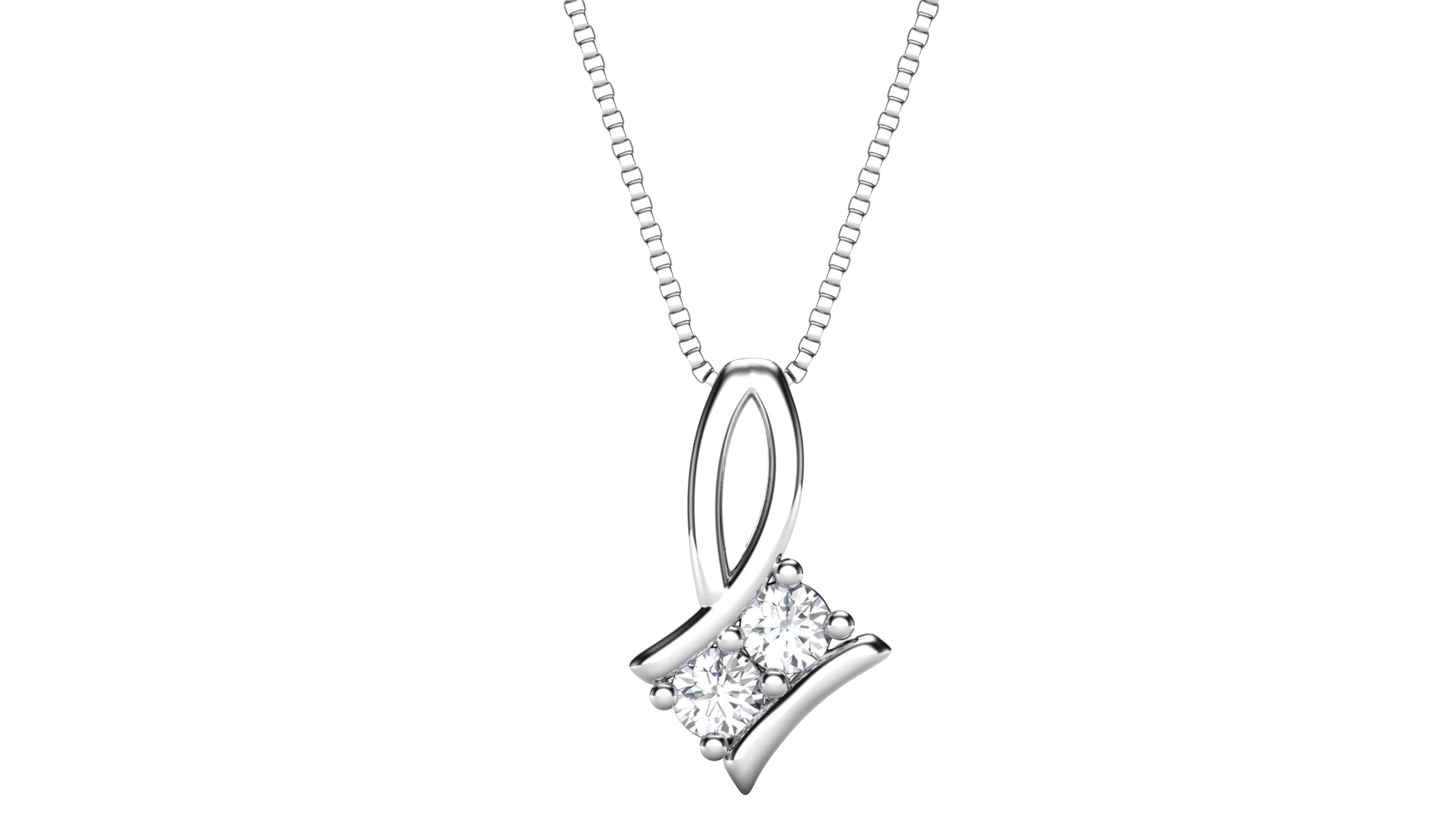 14k White Gold .20ctw Diamond Pendant
