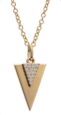 14K Rose Gold Pave Diamond Triangle Pendant Necklace