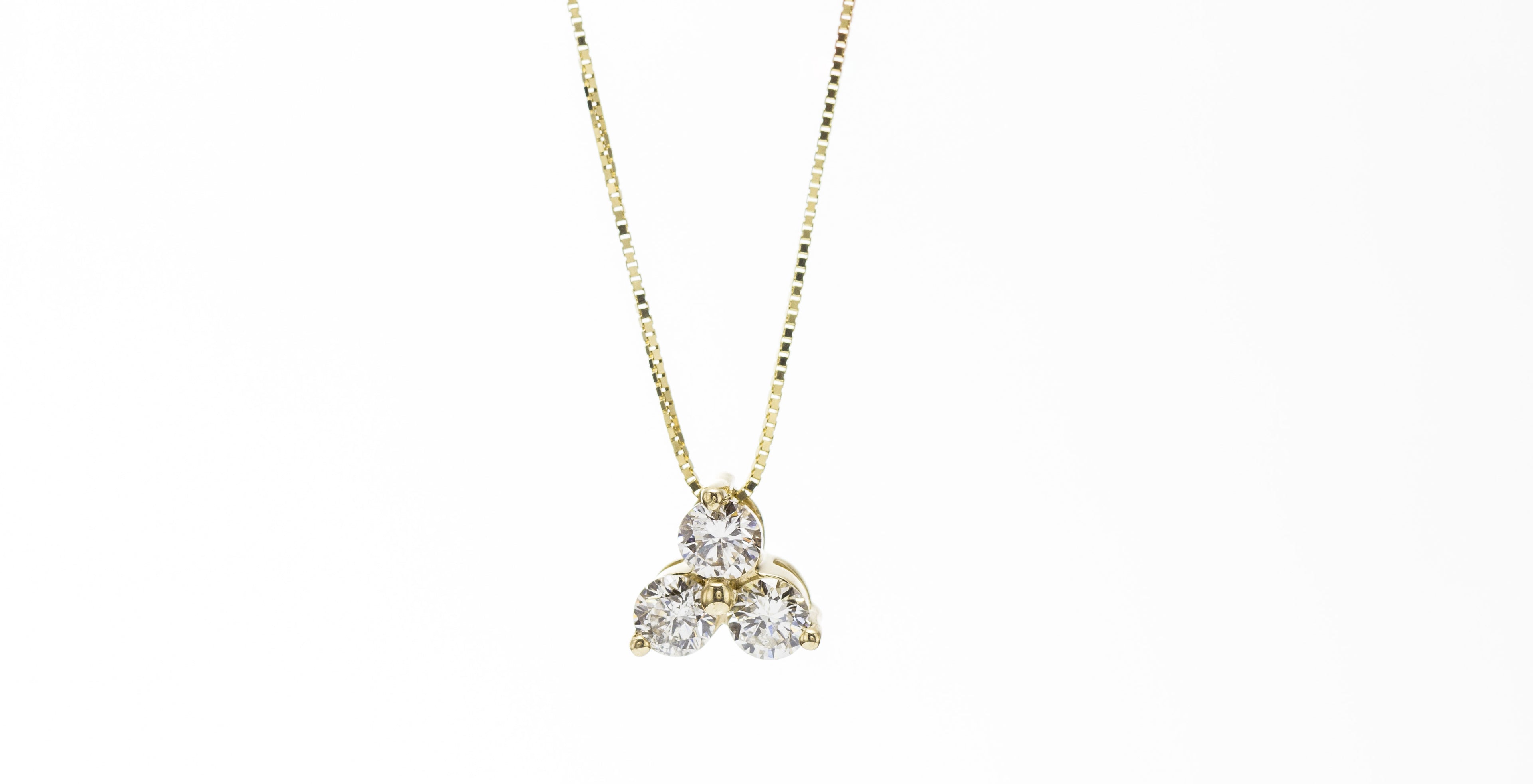 14k Yellow Gold 1.0ctw Diamond Three Stone Pendant