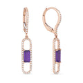 Front View Amethyst and Diamond Earrings in Rose Gold
