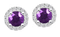 Amethyst and Diamond Silver Earrings