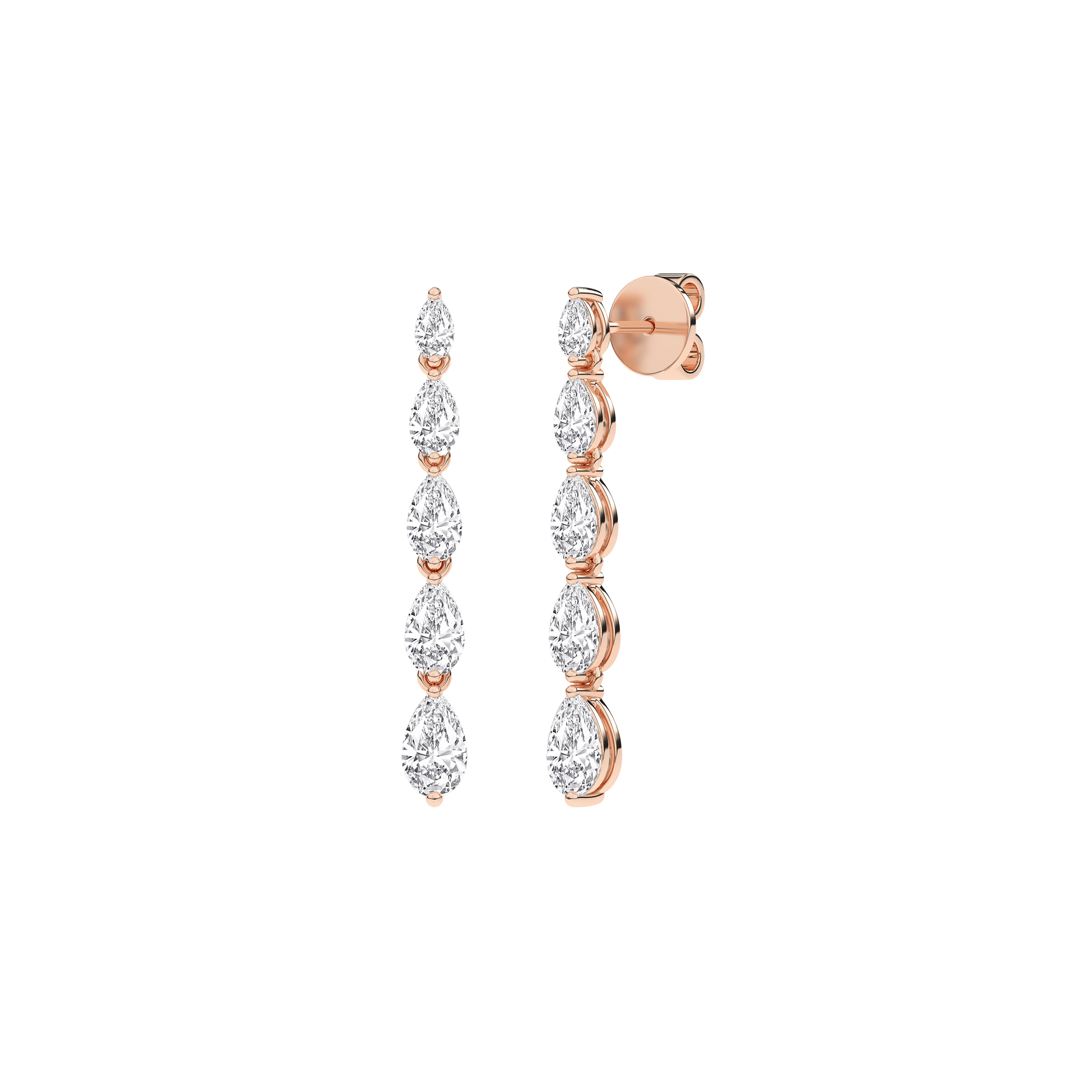 Graduated Diamond Drop Earrings (Pear)