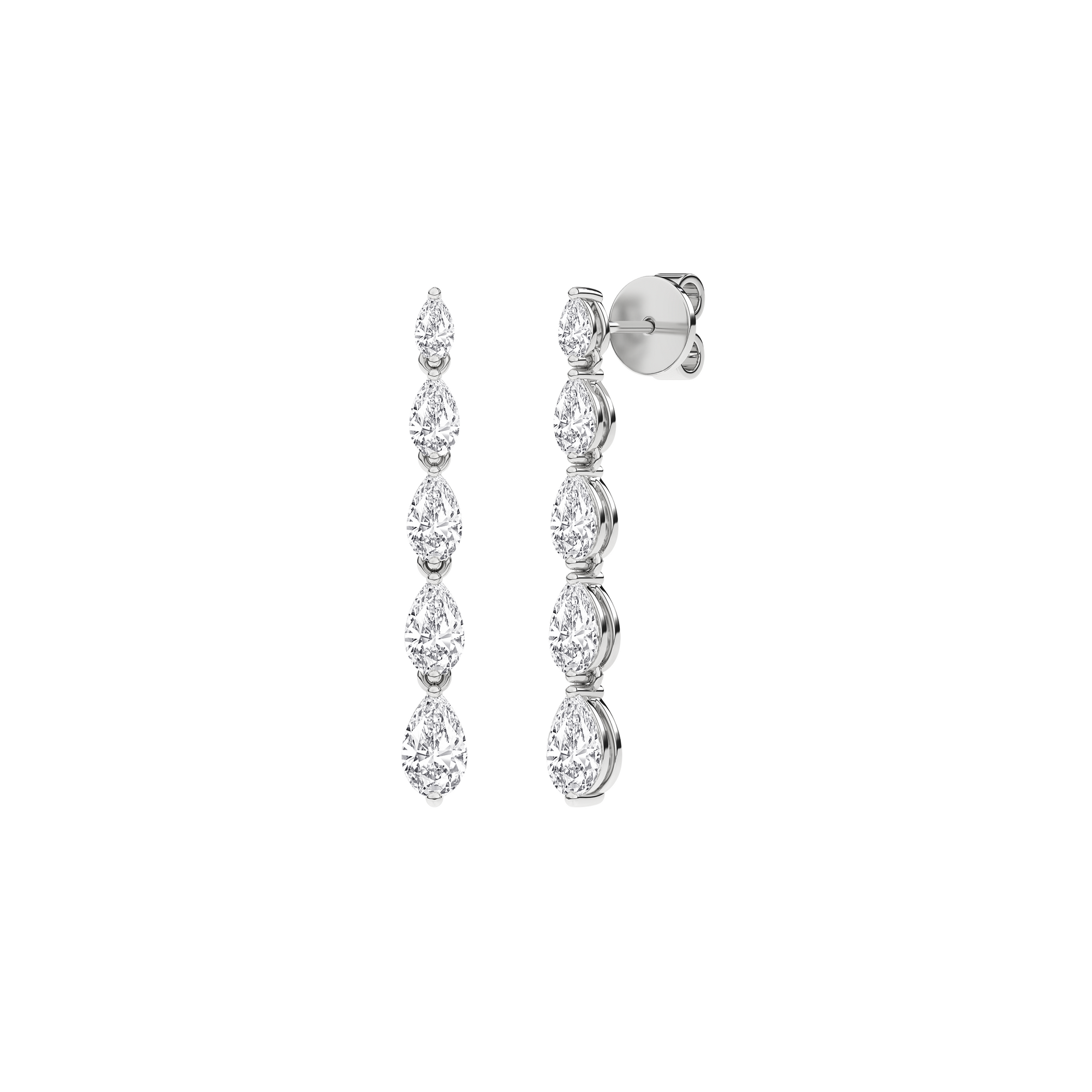 Graduated Diamond Drop Earrings (Pear)