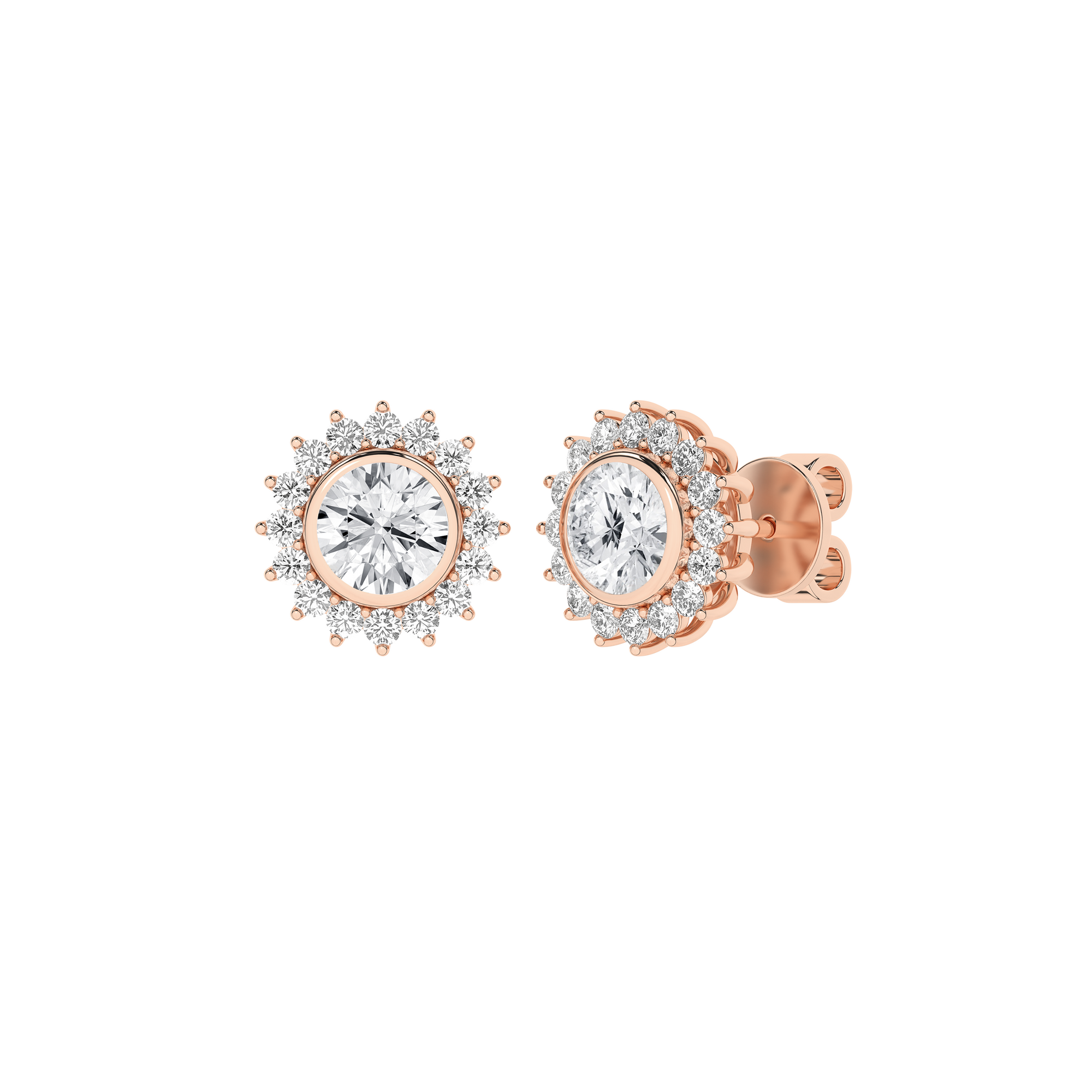Bezel-Set Cluster Earrings (Round)