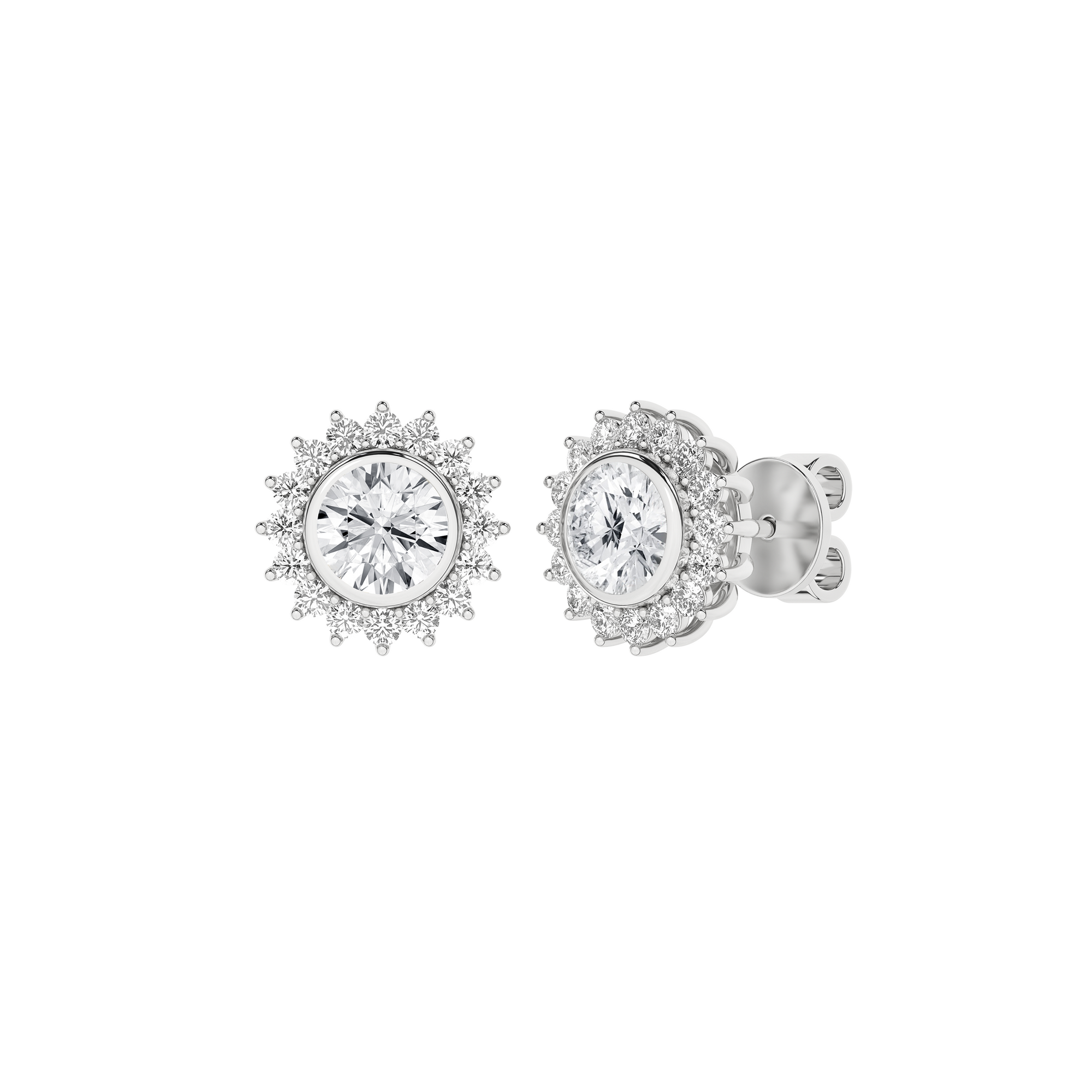 Bezel-Set Cluster Earrings (Round)