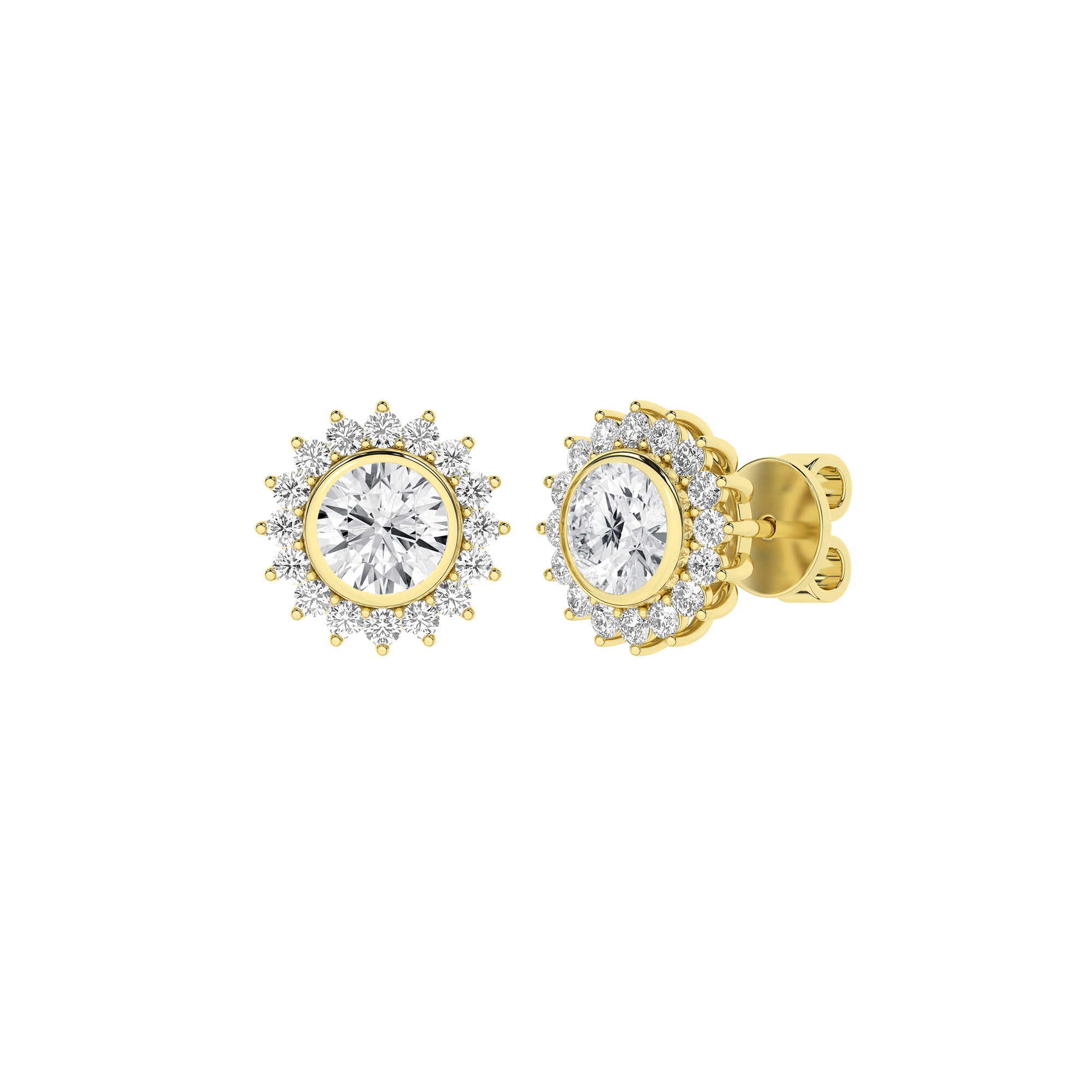 Bezel-Set Cluster Earrings (Round)