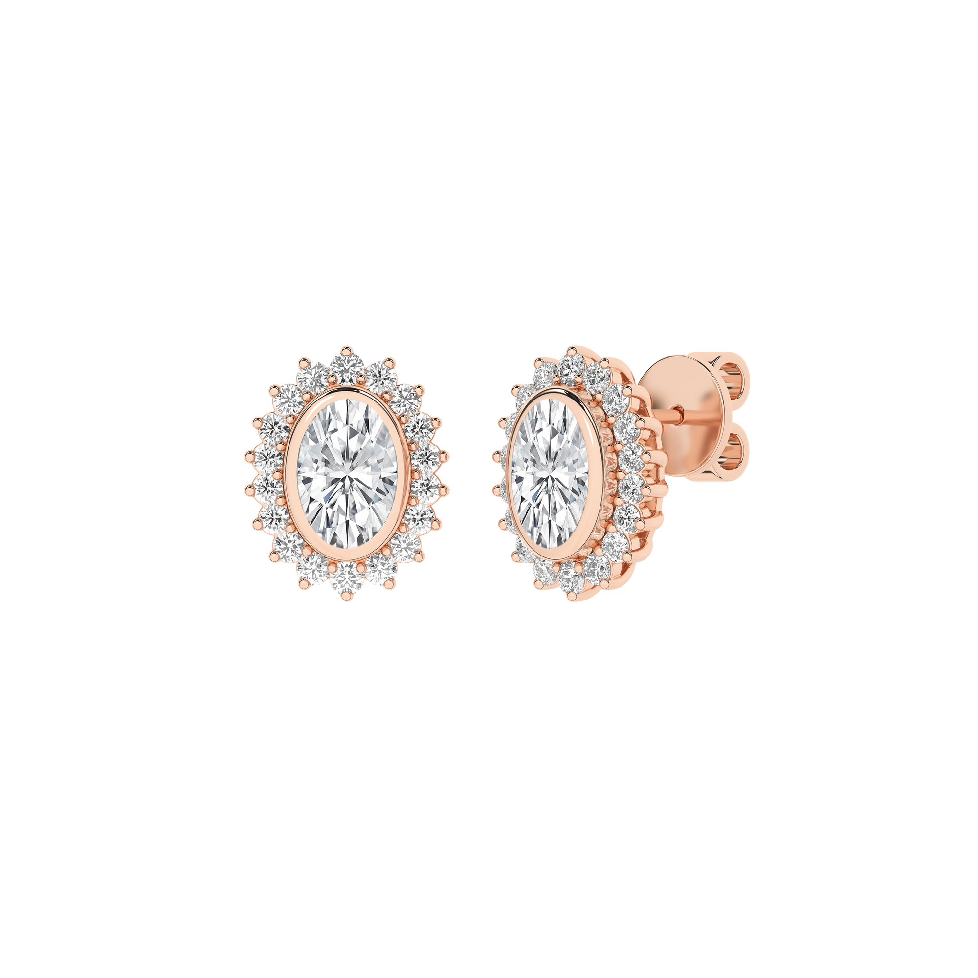 Bezel-Set Cluster Earrings (Oval)