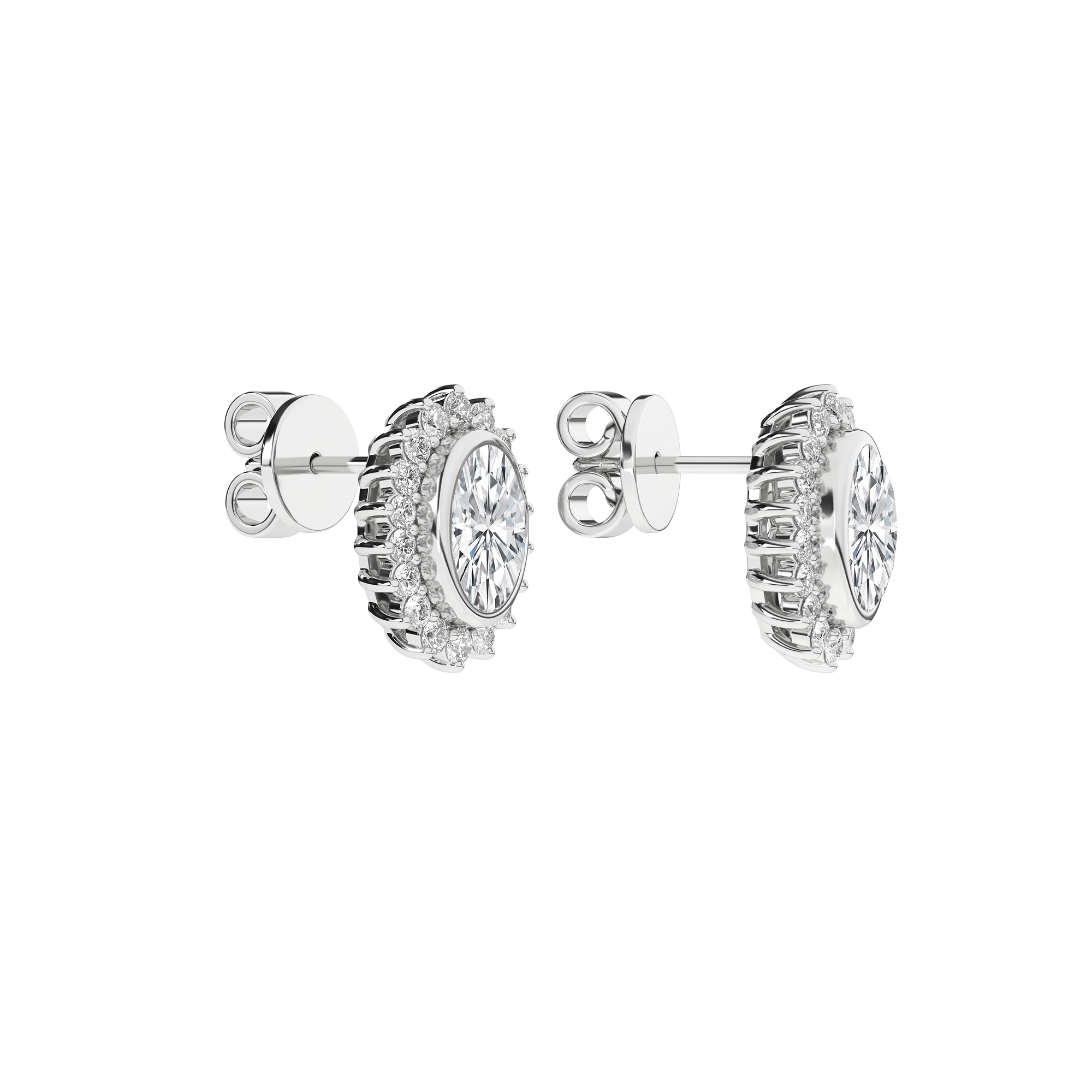 Bezel-Set Cluster Earrings (Oval)