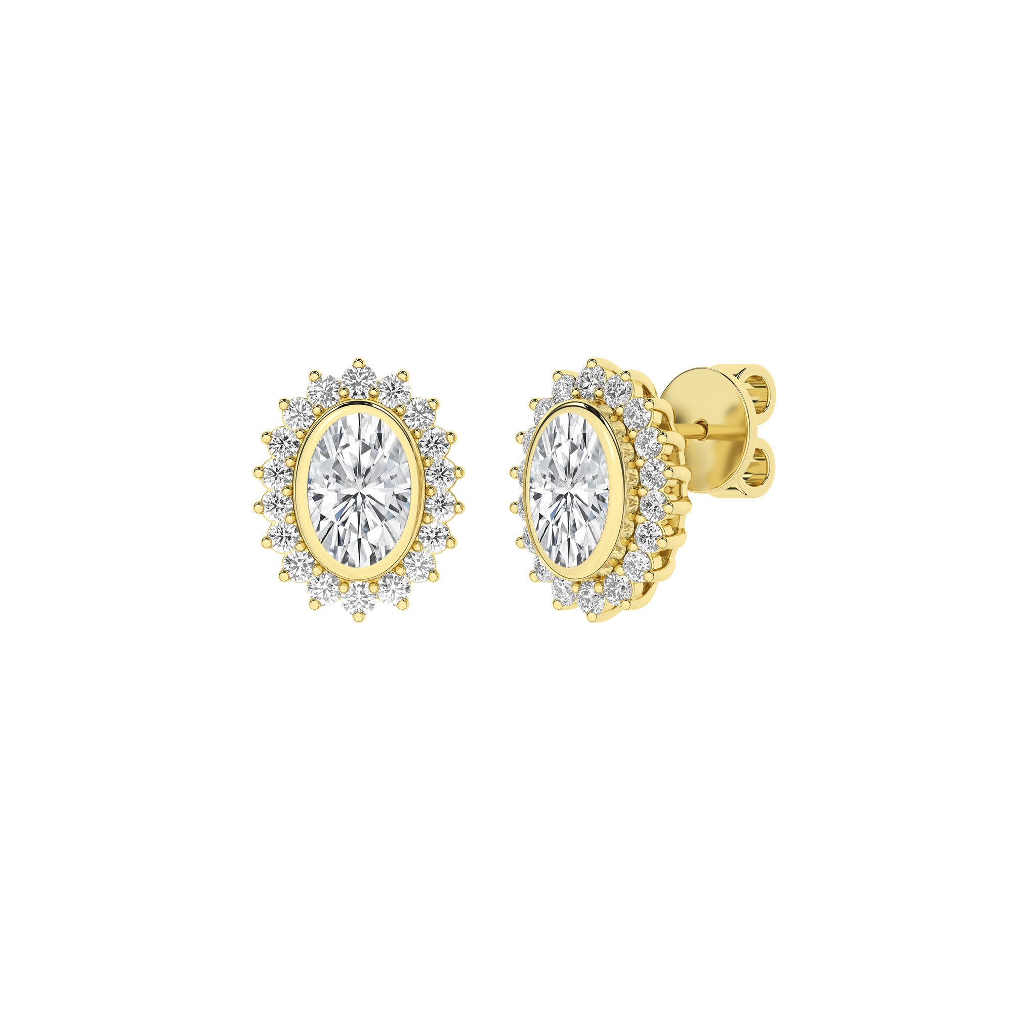 Bezel-Set Cluster Earrings (Oval)