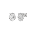 Bezel-Set Cluster Earrings (Emerald)