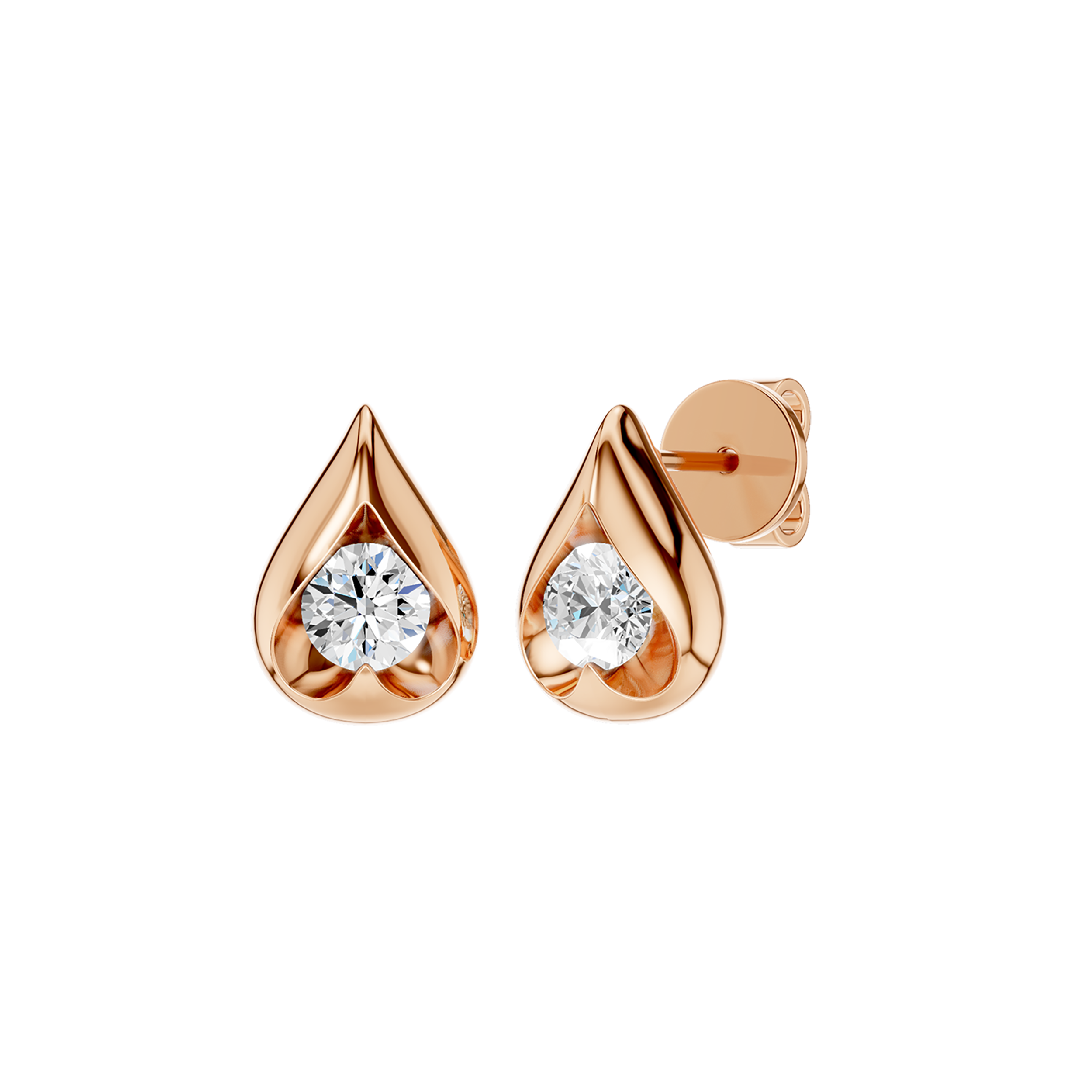 Boat-set Solitaire Stud Earrings