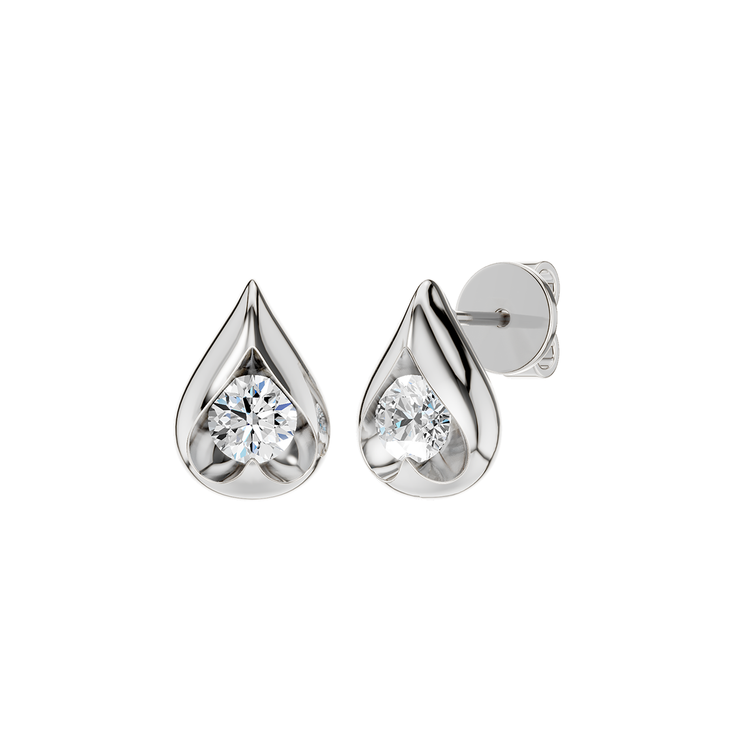 Boat-set Solitaire Stud Earrings