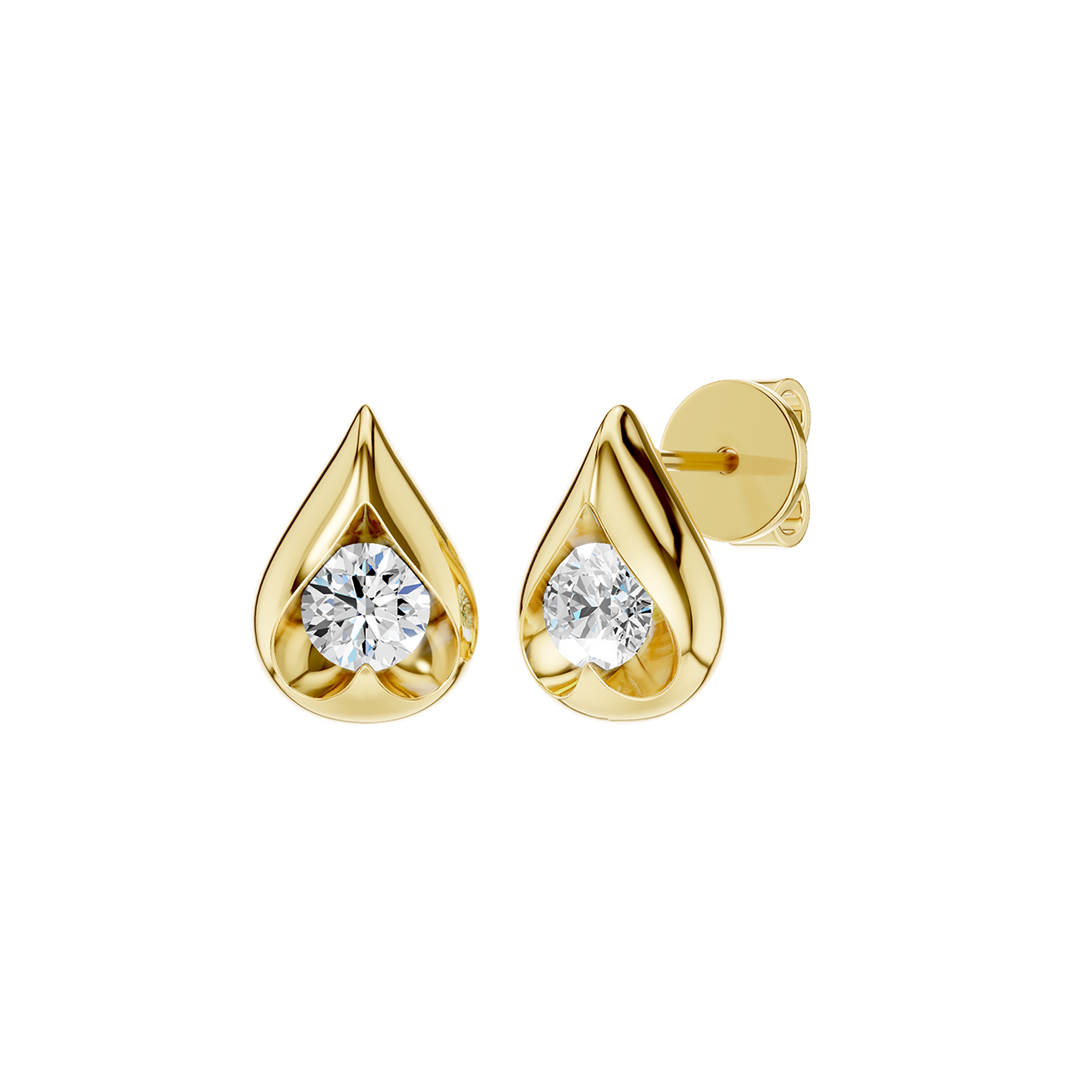 Boat-set Solitaire Stud Earrings