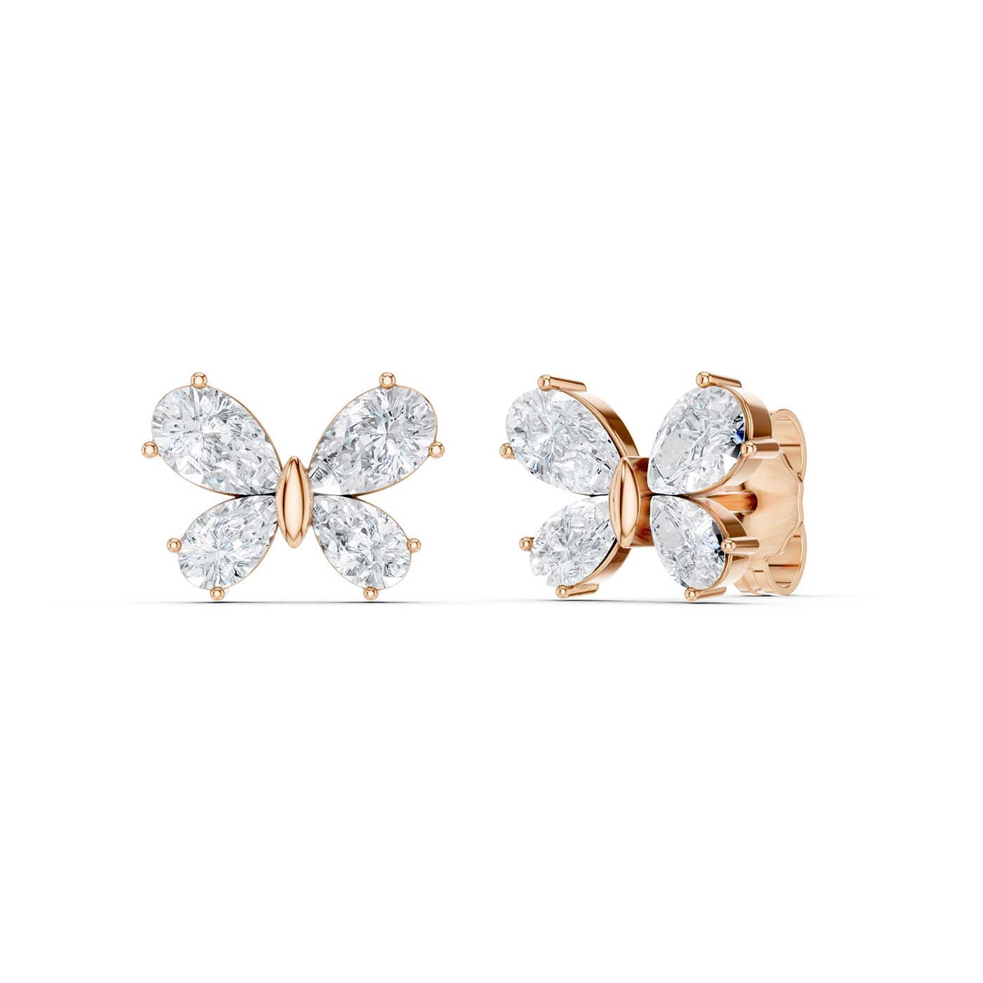 Butterfly Diamond Stud Earrings(Pear)