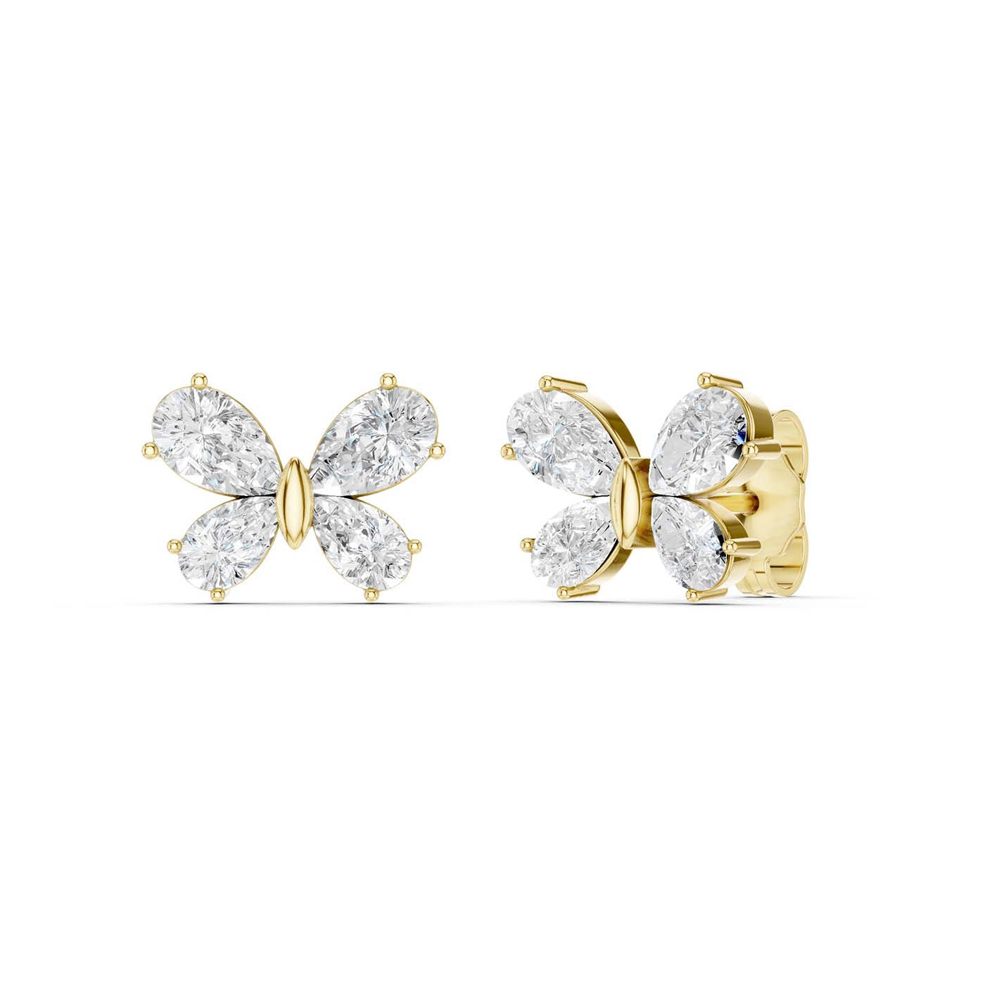 Butterfly Diamond Stud Earrings(Pear)