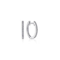 14K White Gold Diamond Classic Huggie Earrings in 15mm