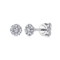14K White Gold Floral Diamond Stud Earrings
