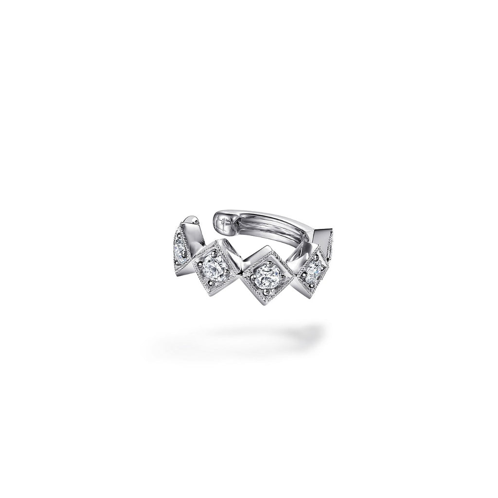 14K White Gold Diamond Cuff Earring
