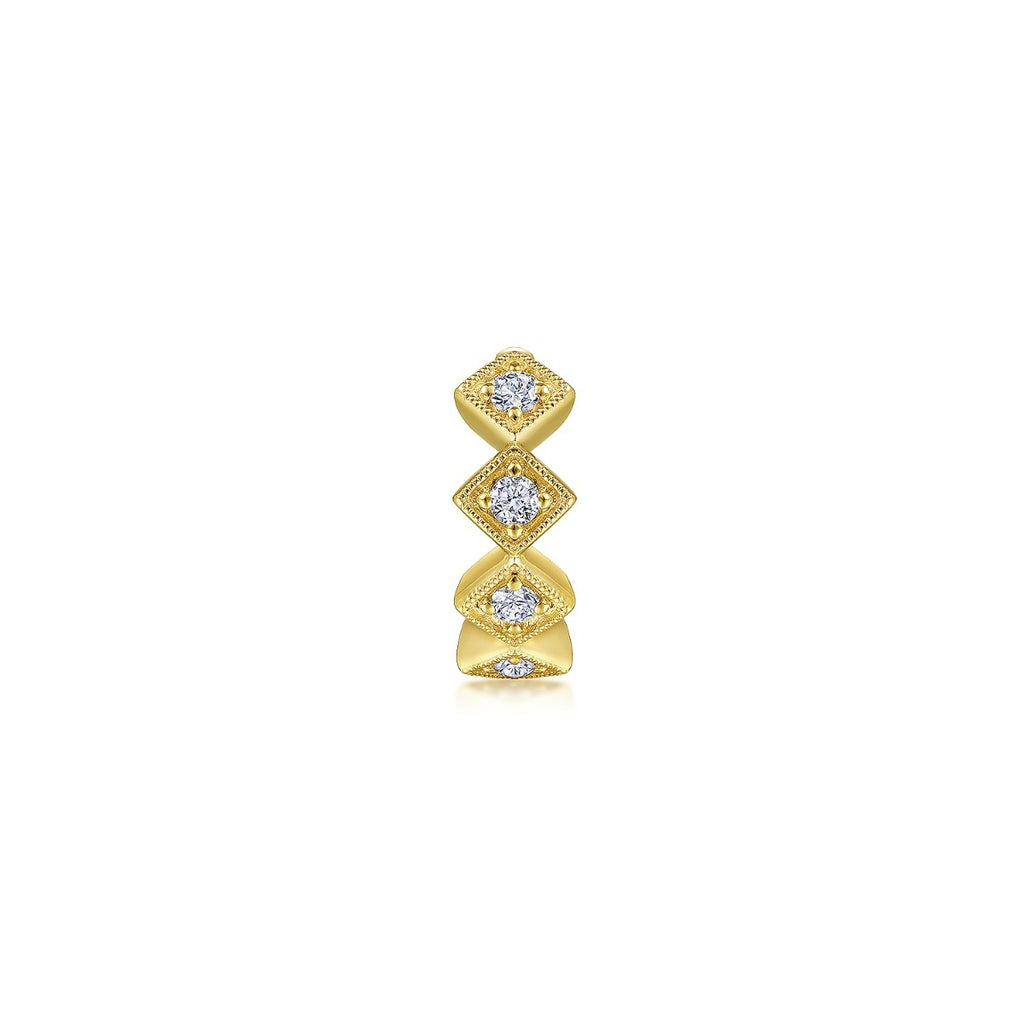 14K Yellow Gold Diamond Rhombus Pattern Single Cuff Earring