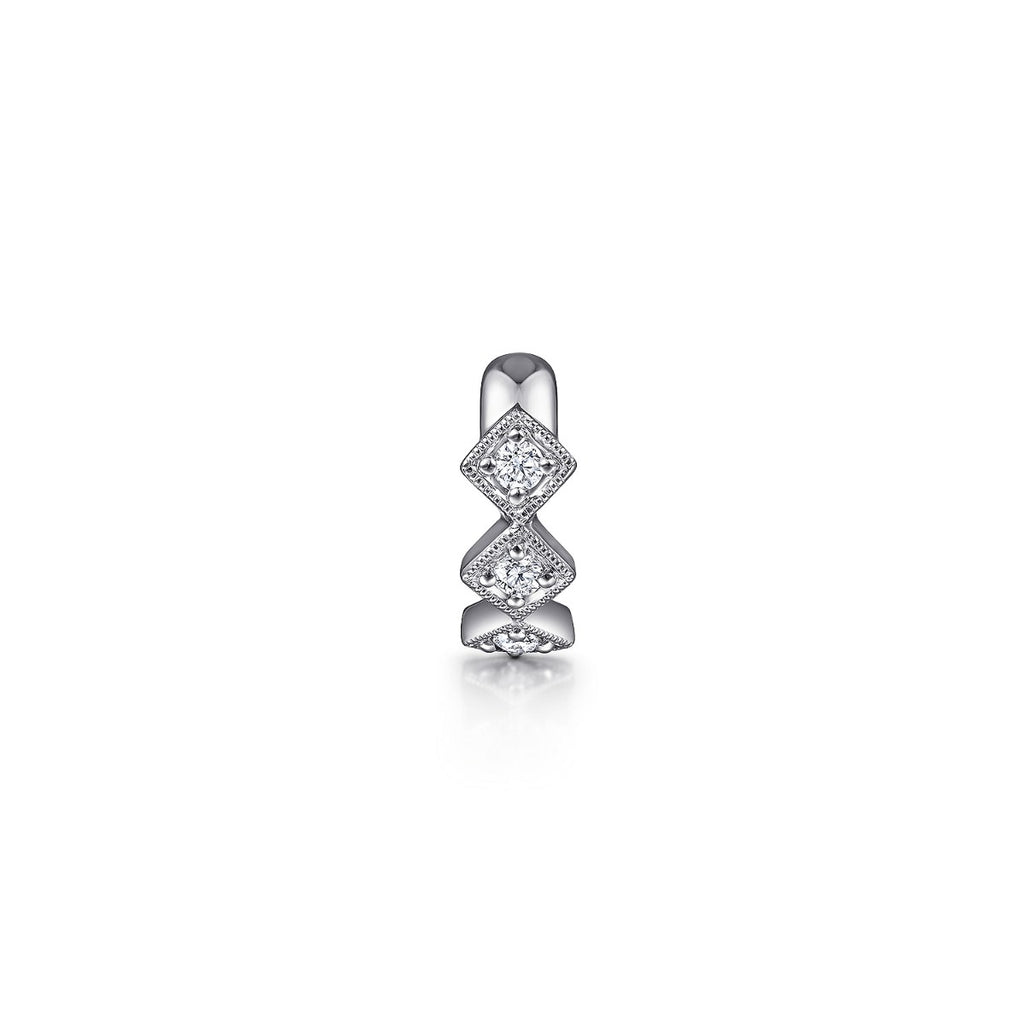14K White Gold Single Diamond Square Ear Cuff Earring