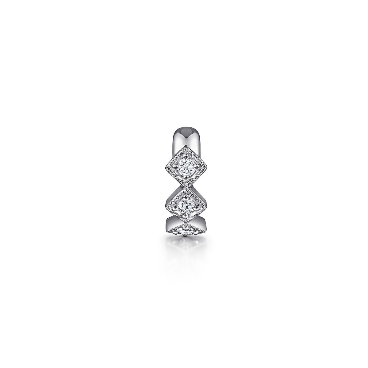 14K White Gold Single Diamond Square Ear Cuff Earring