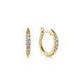 14K Yellow Gold Classic Round 15mm Diamond Huggie Earrings