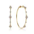14K Yellow Gold Prong Set 40mm Round Classic Diamond Hoop Earrings