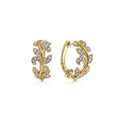 14K Yellow Gold Floral 15mm Diamond Huggies