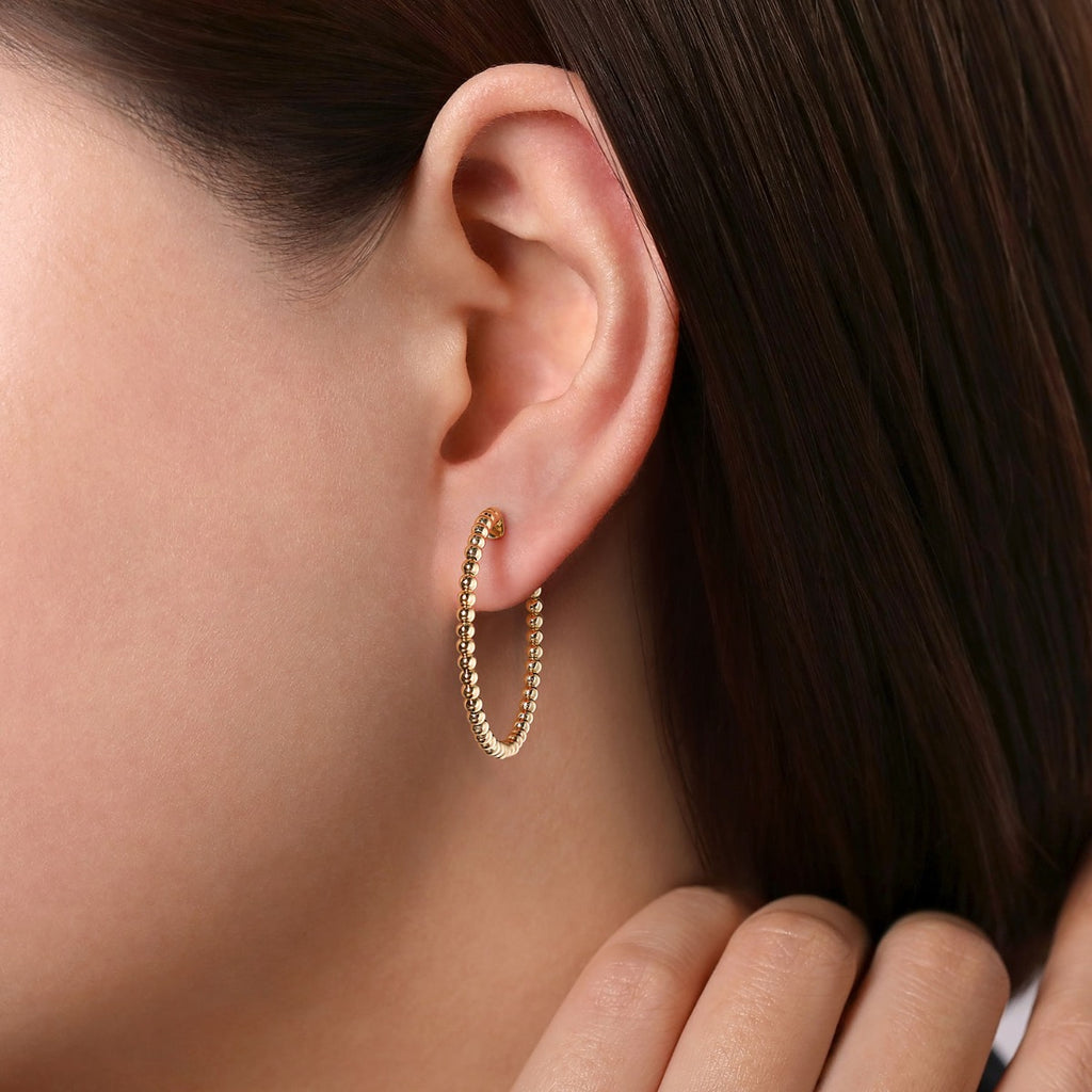 14K Yellow Gold 30mm Bujukan Classic Hoop Earrings