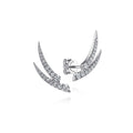 14K White Gold Curved Double Bar Diamond Stud Earrings