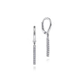 14K White Gold Diamond Bar Drop Leverback Earrings