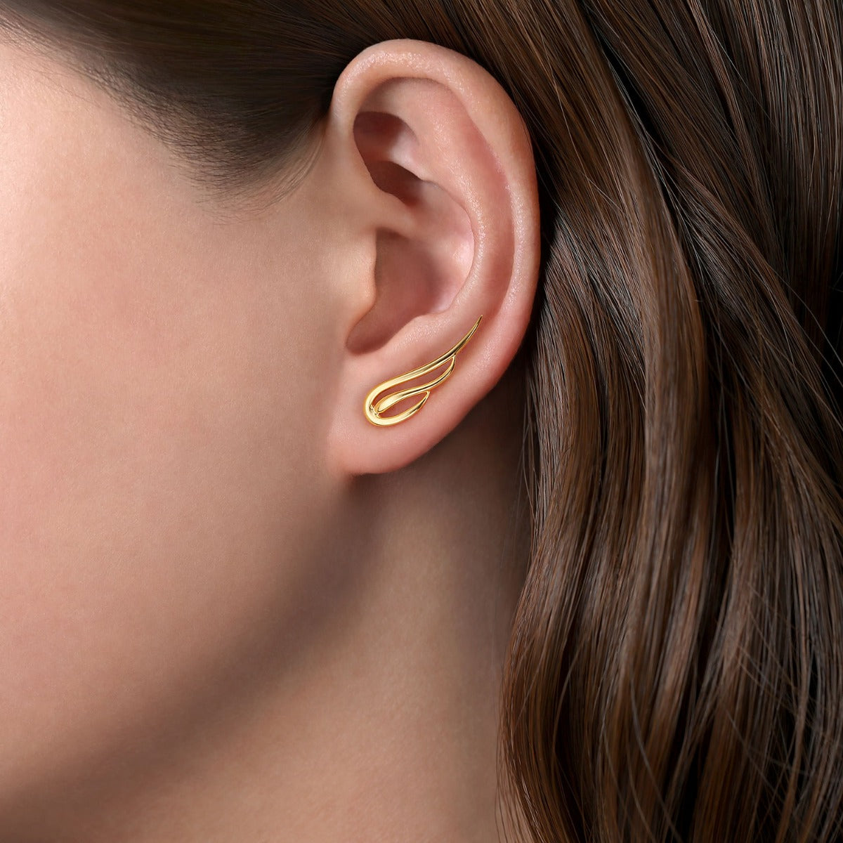 14K Yellow Gold Open Wing Stud Earrings