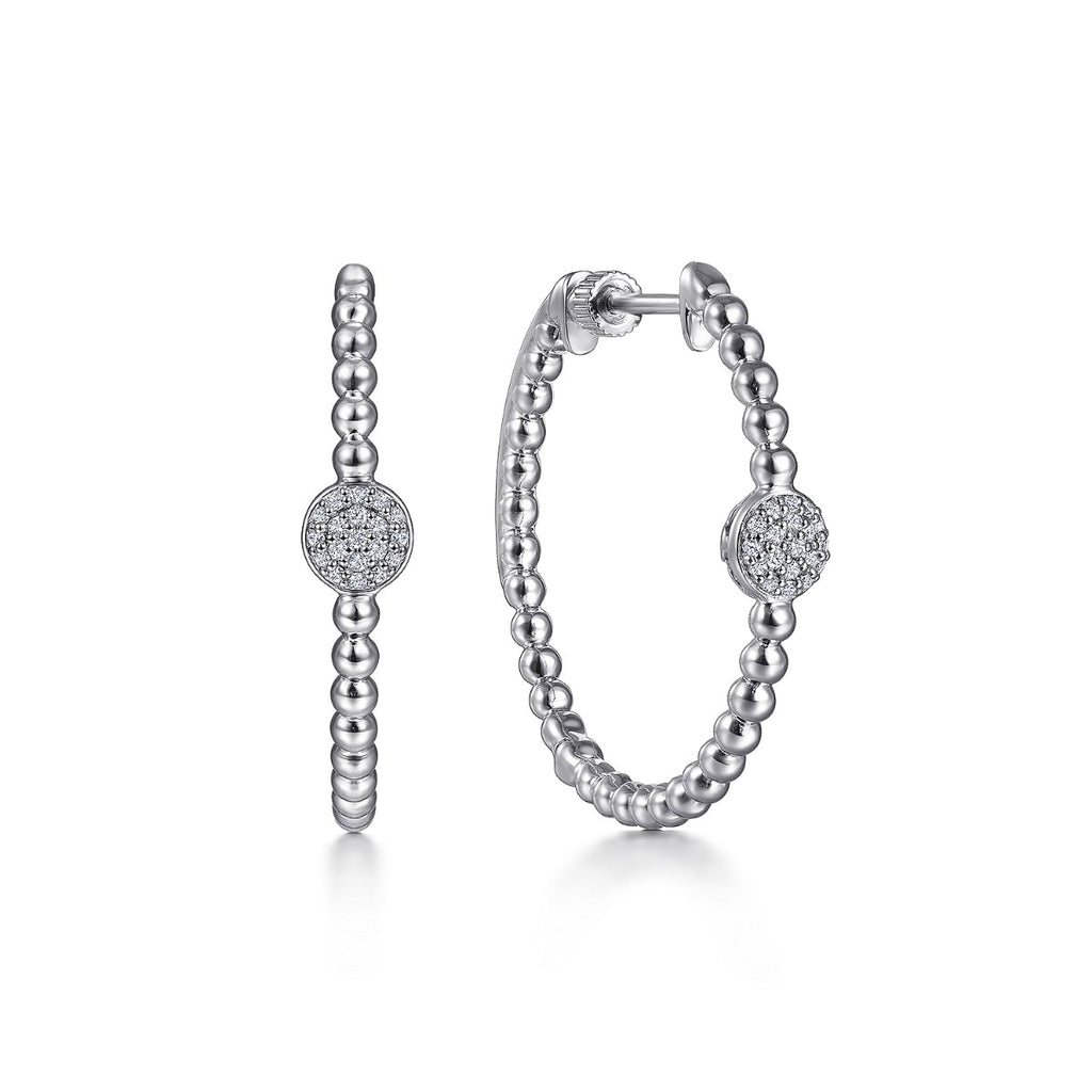 925 Sterling Silver Bujukan White Sapphire Classic 30mm Hoop Earrings