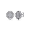 925 Sterling Silver Bujukan and Rope White Sapphire Stud Earrings