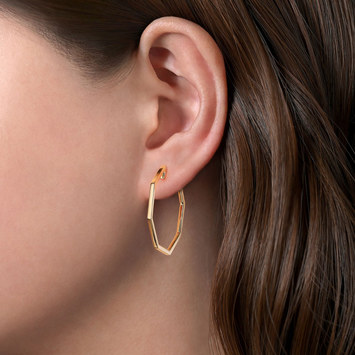 14K Yellow Gold 30mm Geometric Classic Hoop Earrings