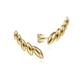 14K Yellow Gold Leaf Station Crawler Earrings