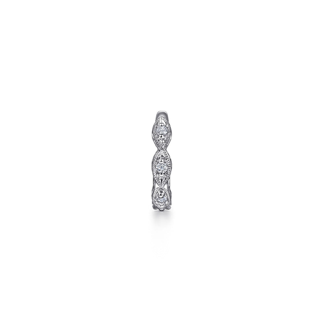 Vintage Inspired 14K White Gold 13 5MM Diamond Single Ear Cuff