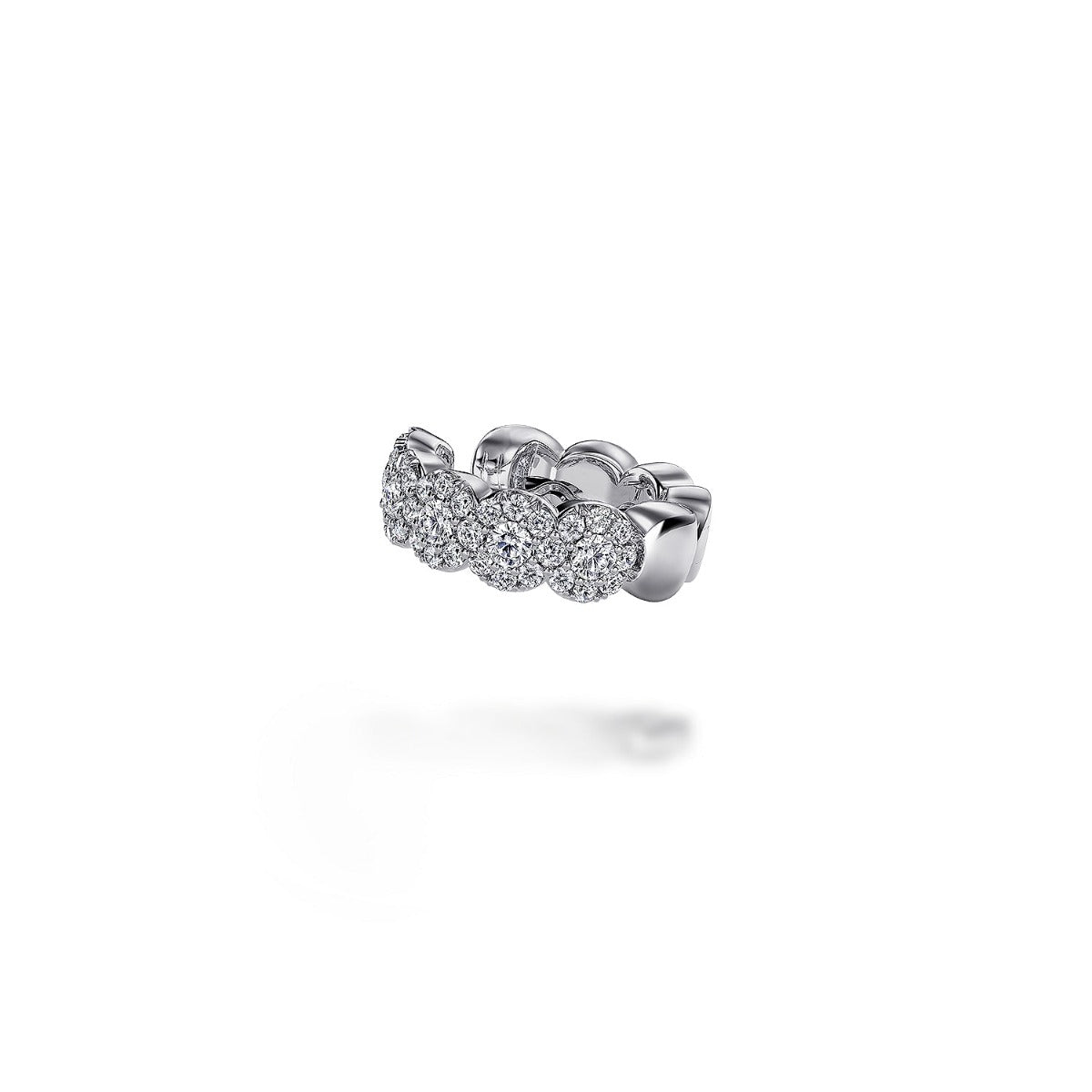 14K White Gold 13mm Diamond Earcuff Earring
