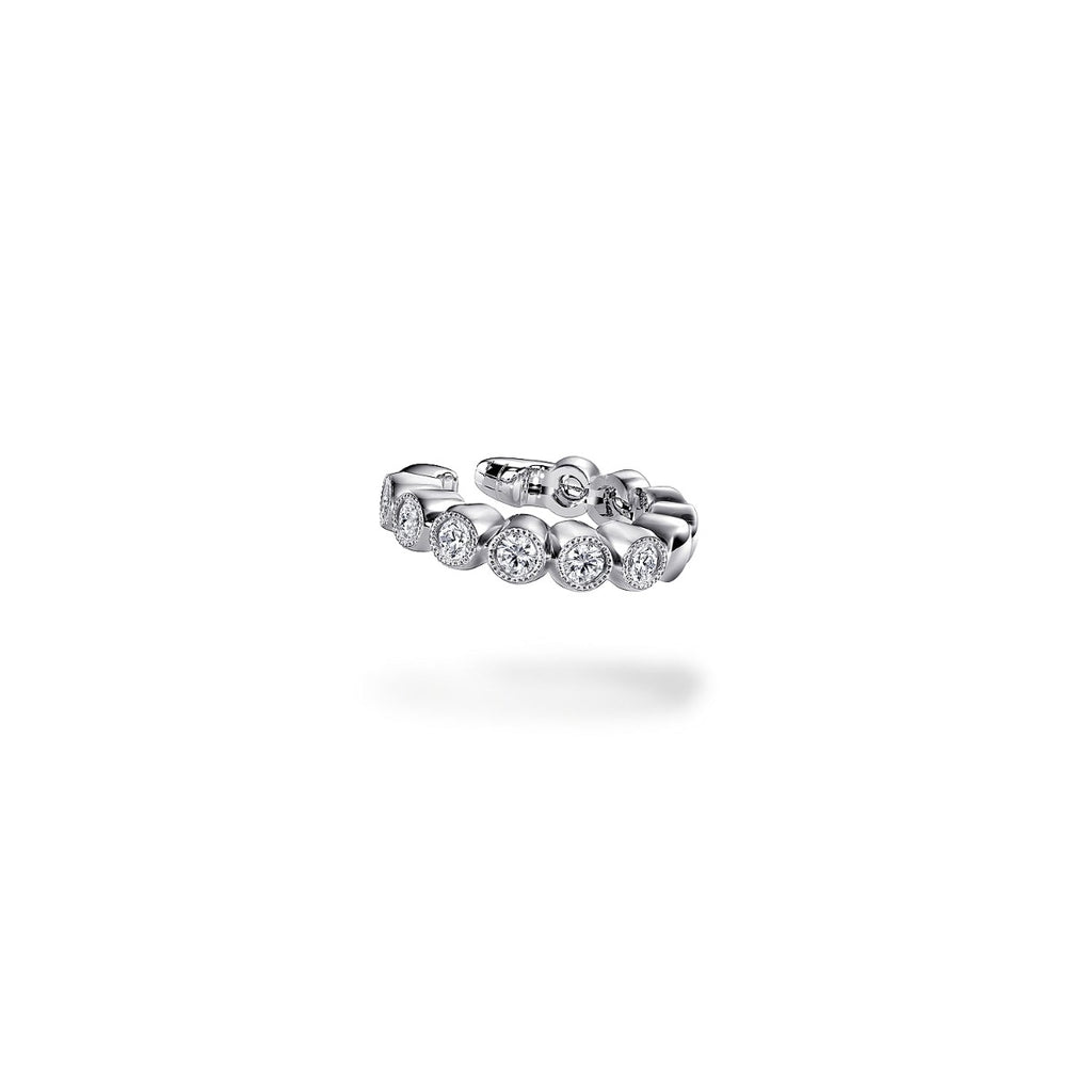 Vintage 14K White Gold 15mm Diamond Ear Cuff