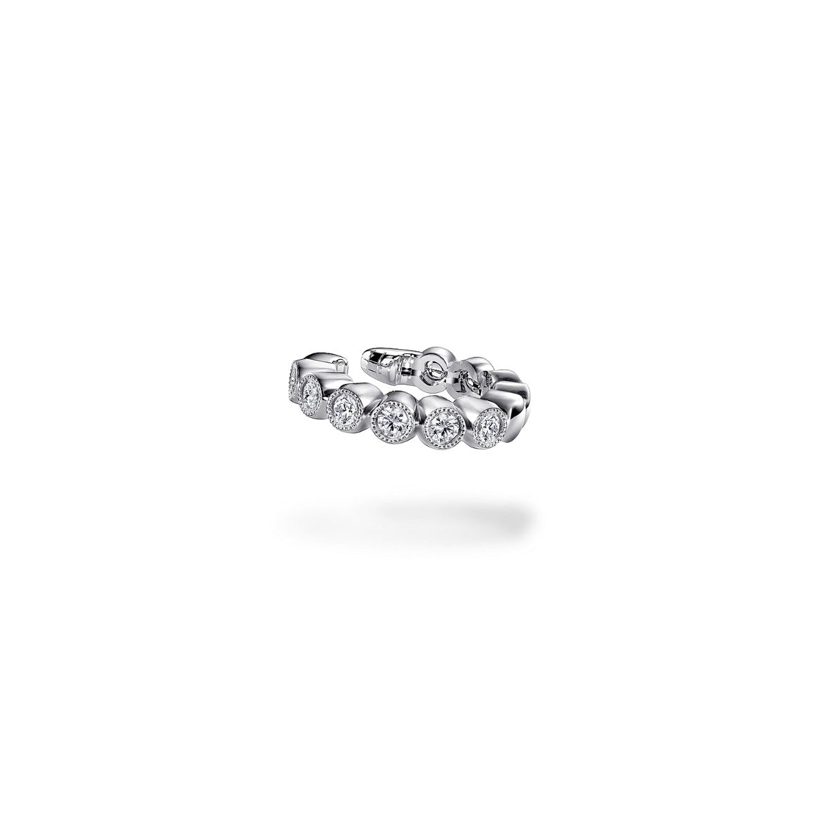 Vintage 14K White Gold 15mm Diamond Ear Cuff