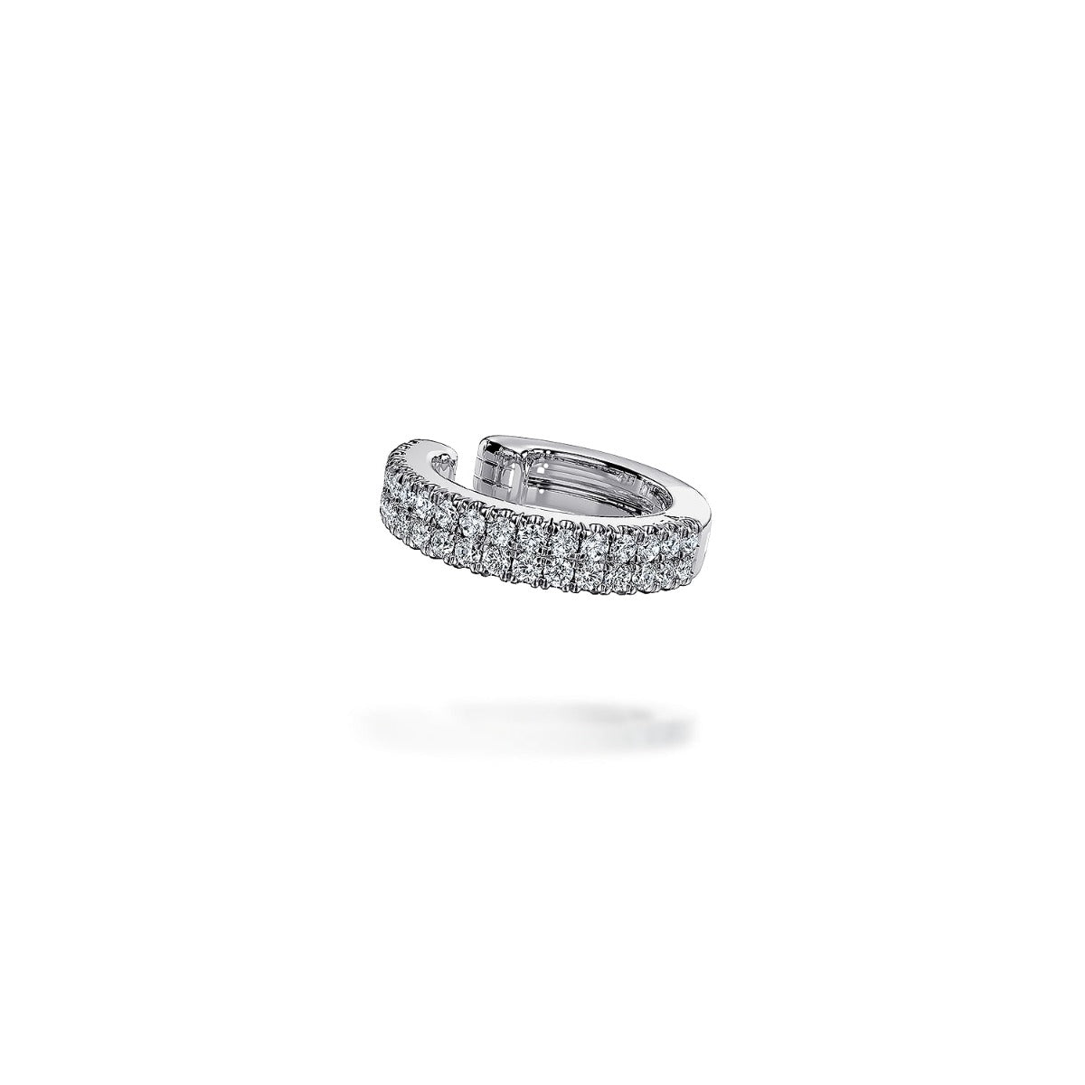 14K White Gold 15mm Diamond Earcuff Earring
