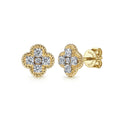 14K Yellow Gold Twisted Rope Diamond Stud Earrings