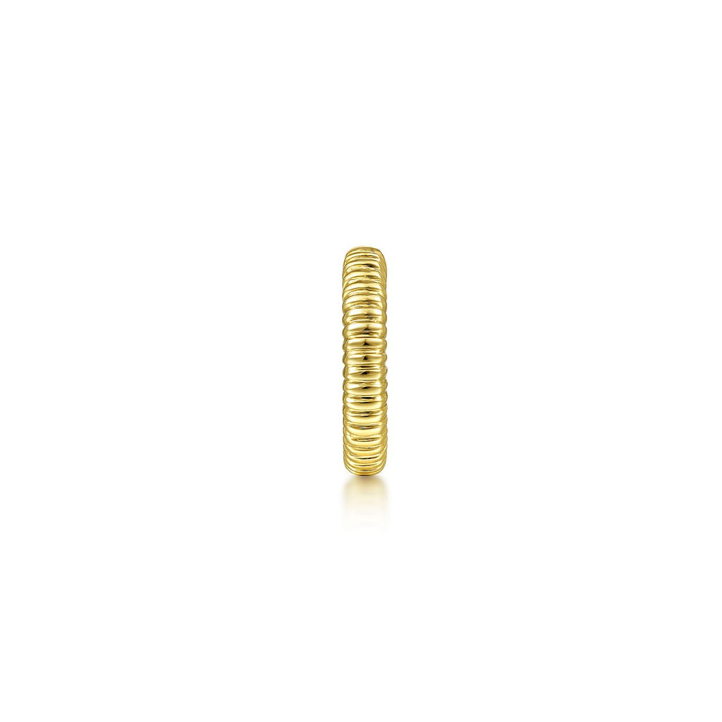 14K Yellow Gold 15mm Textured Hoop Earcuff