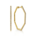 14K Yellow Gold 40mm Diamond Classic Hoop Earrings