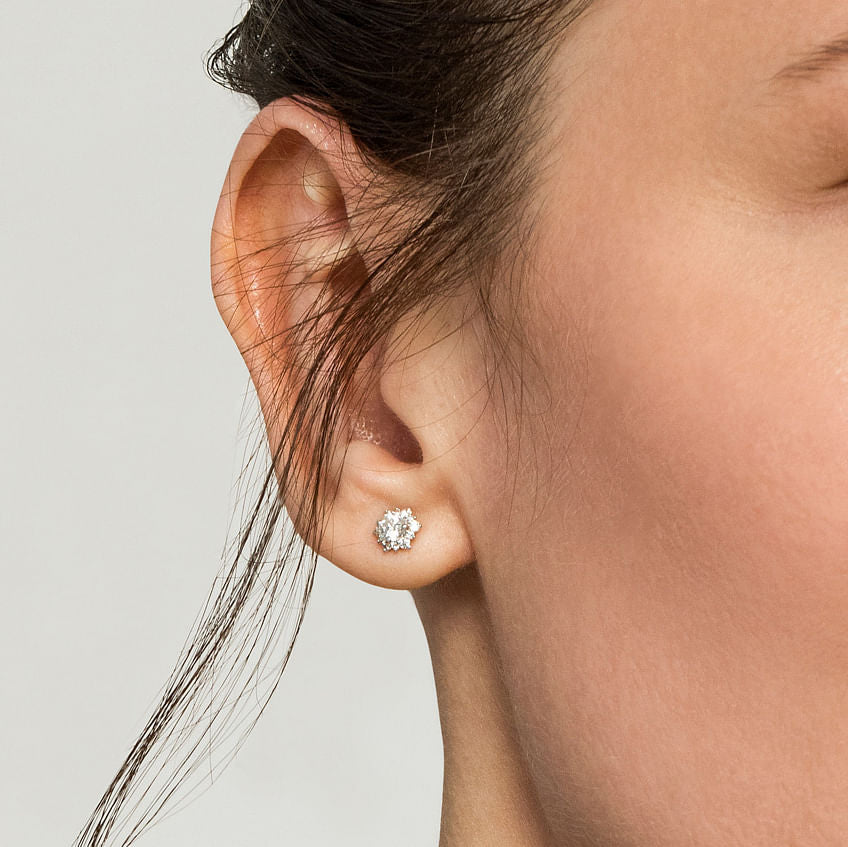14K White Gold Diamond Classic Stud Earrings